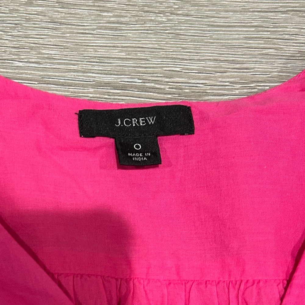 J. Crew Vibrant Pink pom pom flutter sleeve Midi Dress - Picture 5 of 5